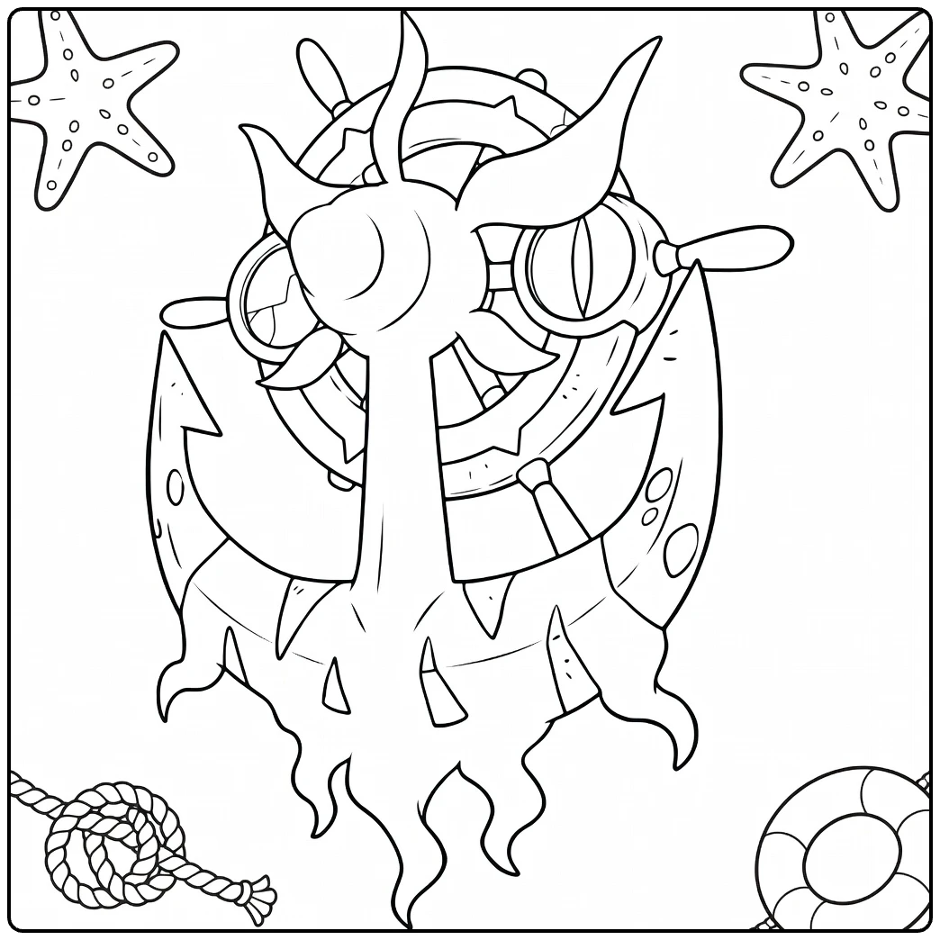 Pokemon Dhelmise Nautical Sea Elements coloring page