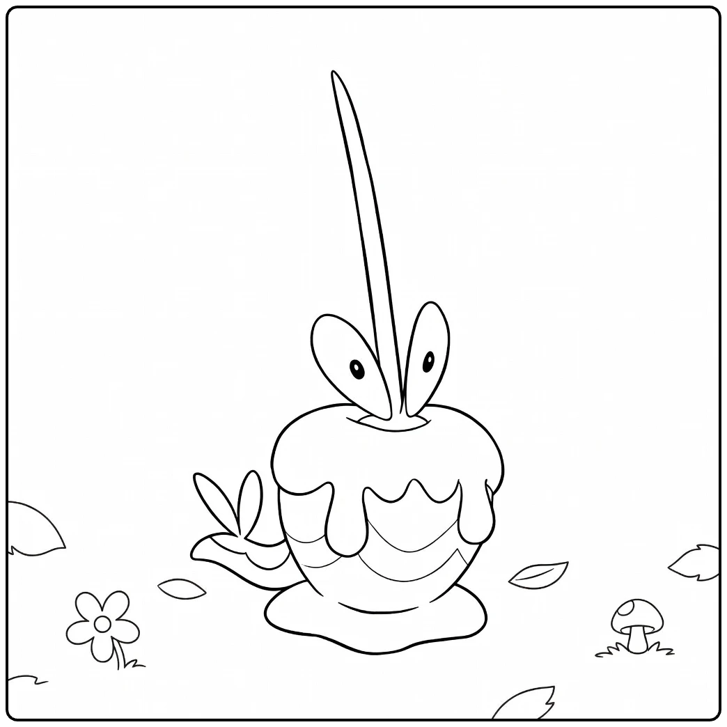 Pokemon Dipplin Leaves and Mushroom coloring page
