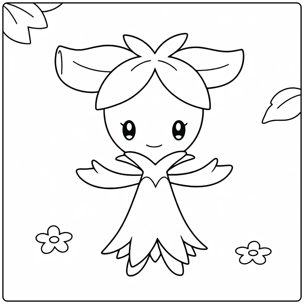 Pokemon Dolliv Flowers and Leaves coloring page