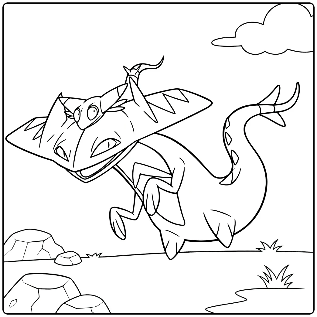 Pokemon Drakloak in Dynamic Pose coloring page