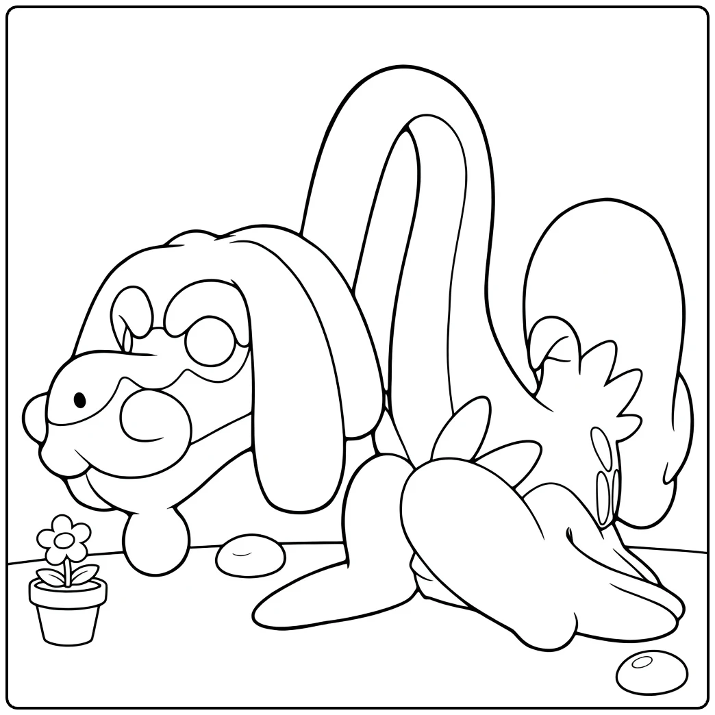Pokemon Drampa Eggs and Flower Scene coloring page