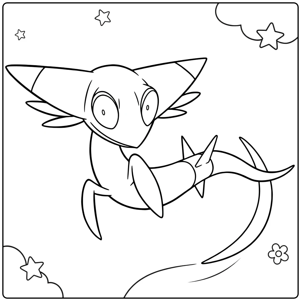 Pokemon Dreepy Cute Little Dragon in Flight coloring page
