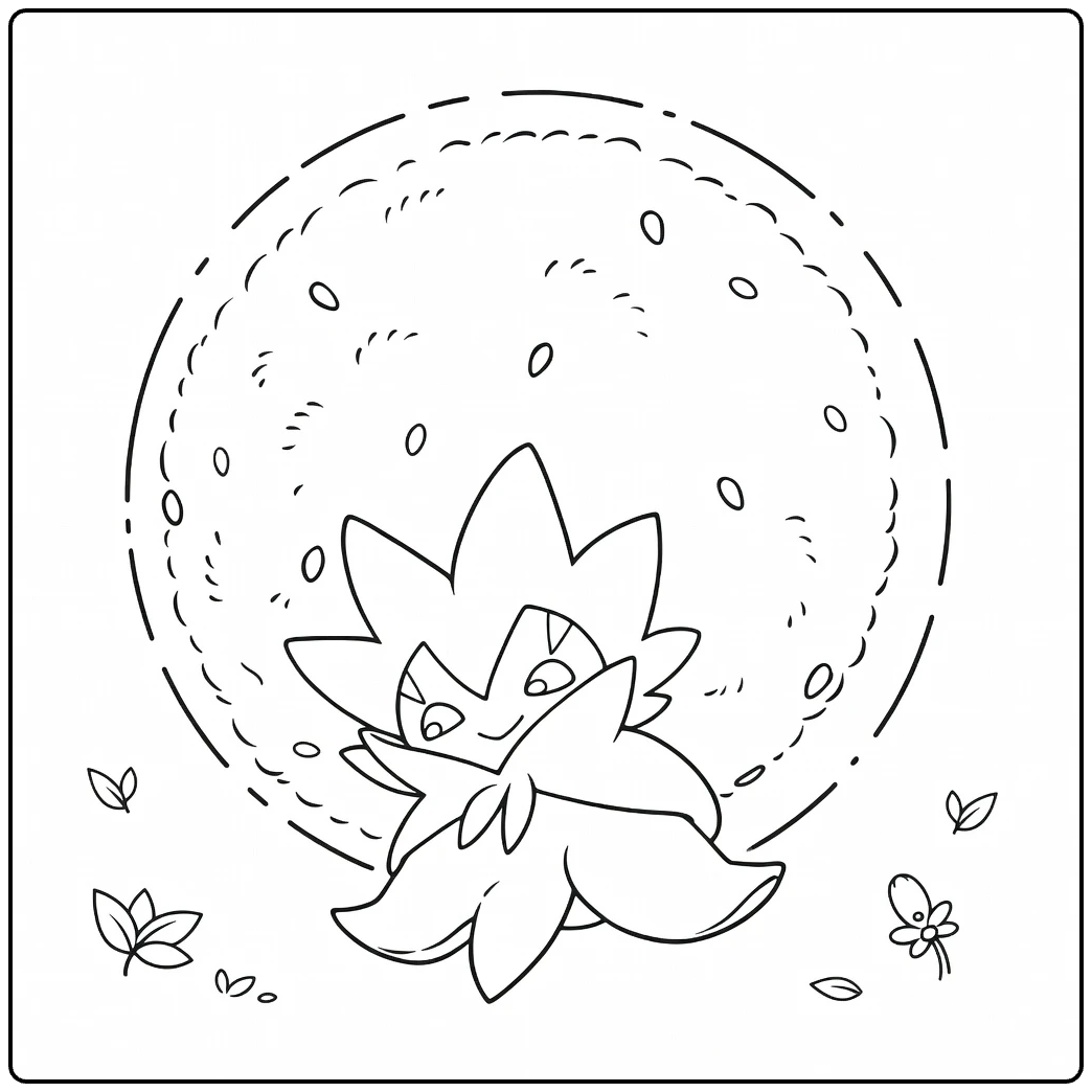 Pokemon Eldegoss in Magical Circle coloring page