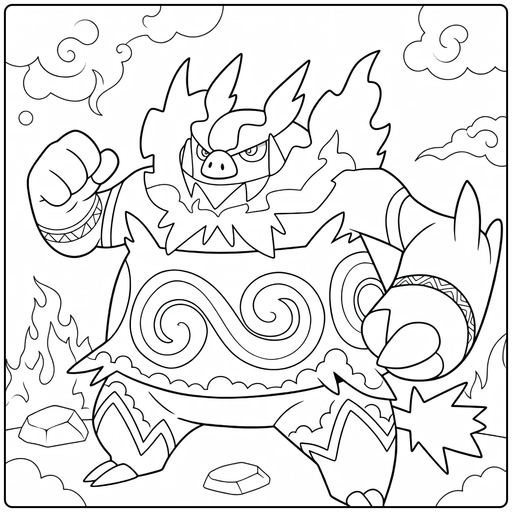 Pokemon Emboar coloring page