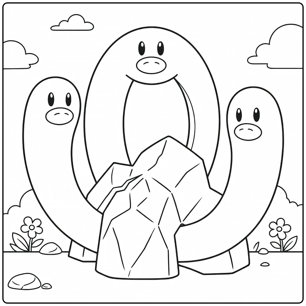 Pokemon Finizen Group and Rock coloring page