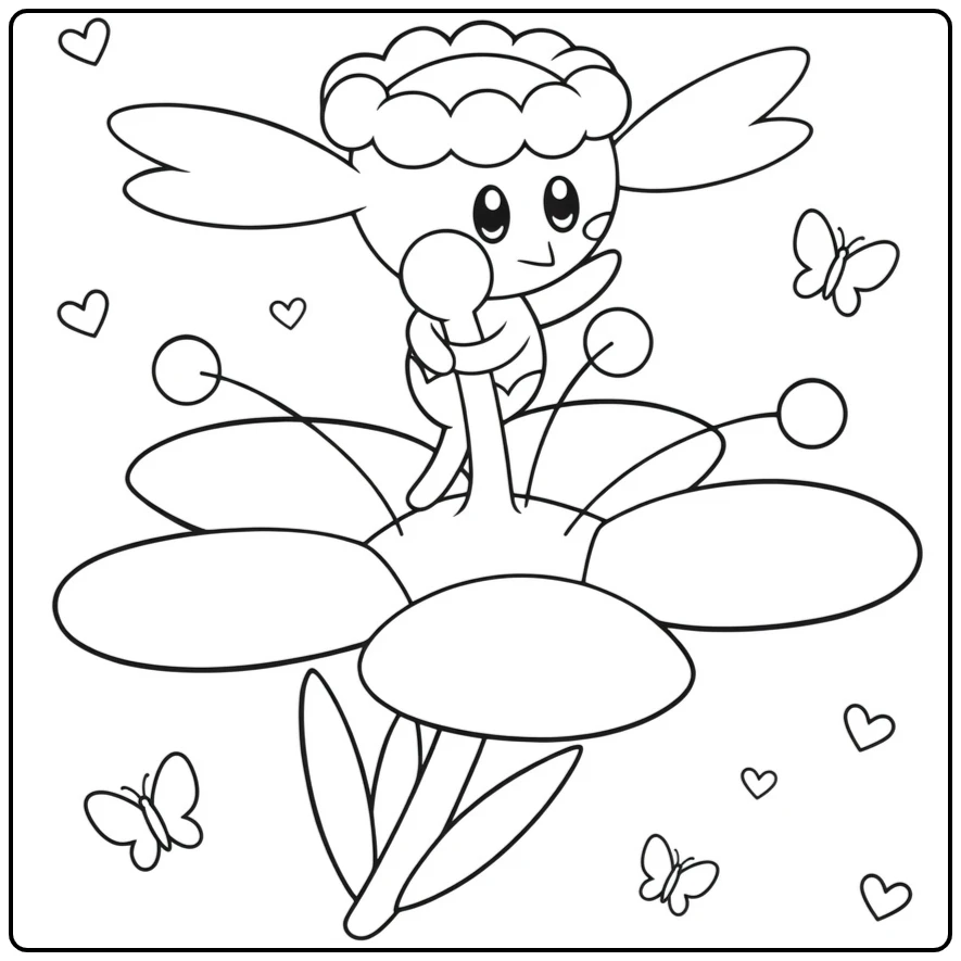 Pokemon Flabb Cute with Hearts coloring page