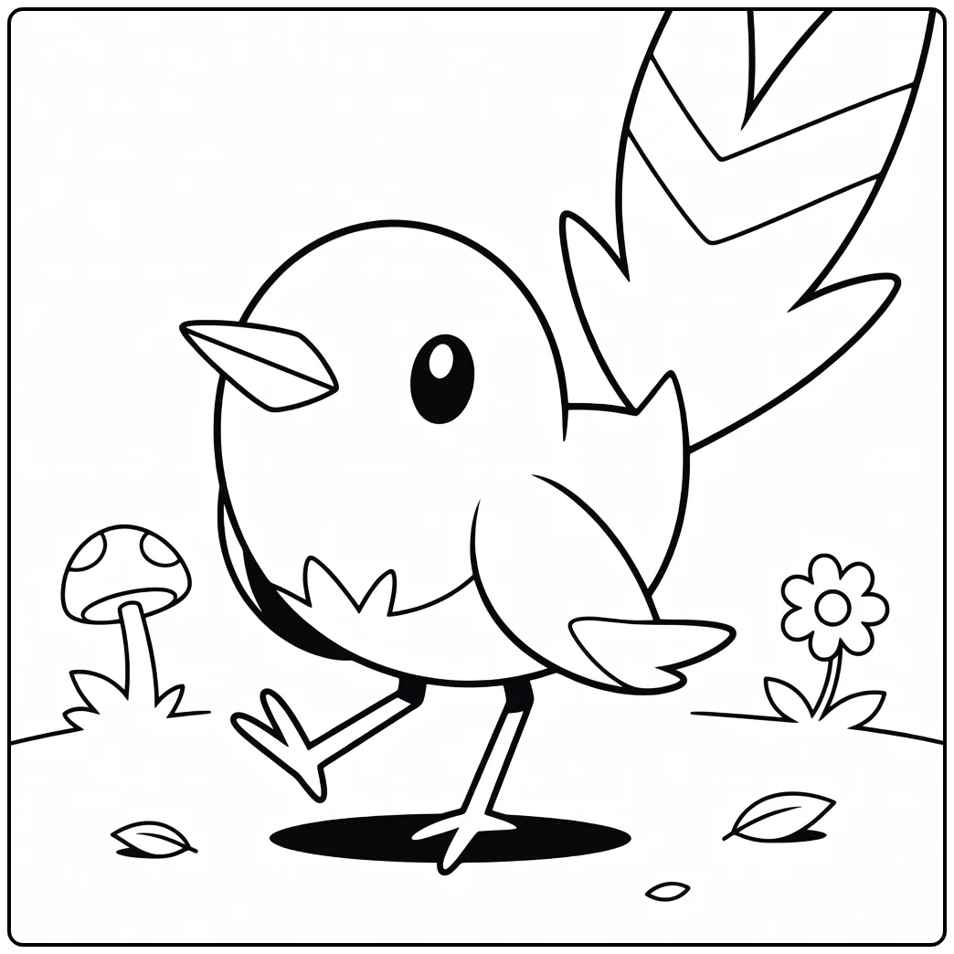 Pokemon Fletchling Cute Bird Walking coloring page