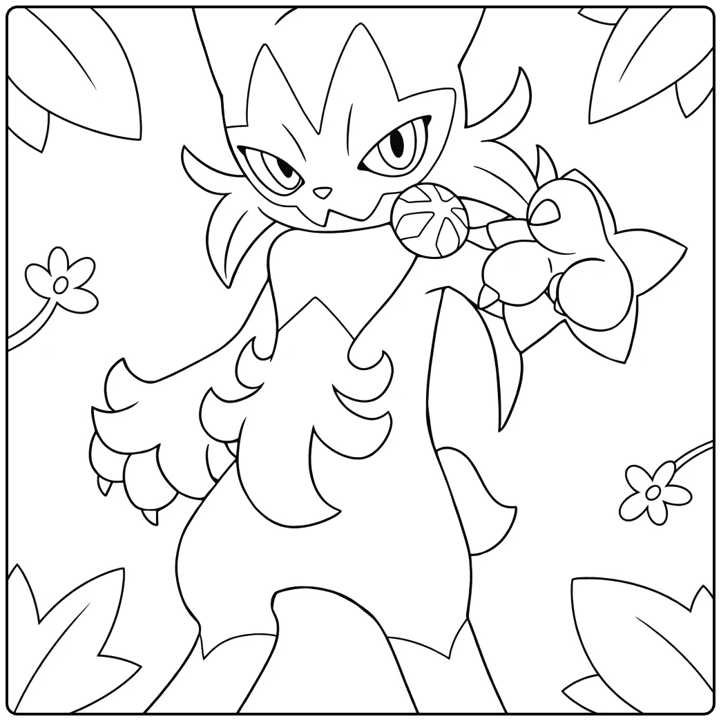 Pokemon Floragato in Tough Pose coloring page
