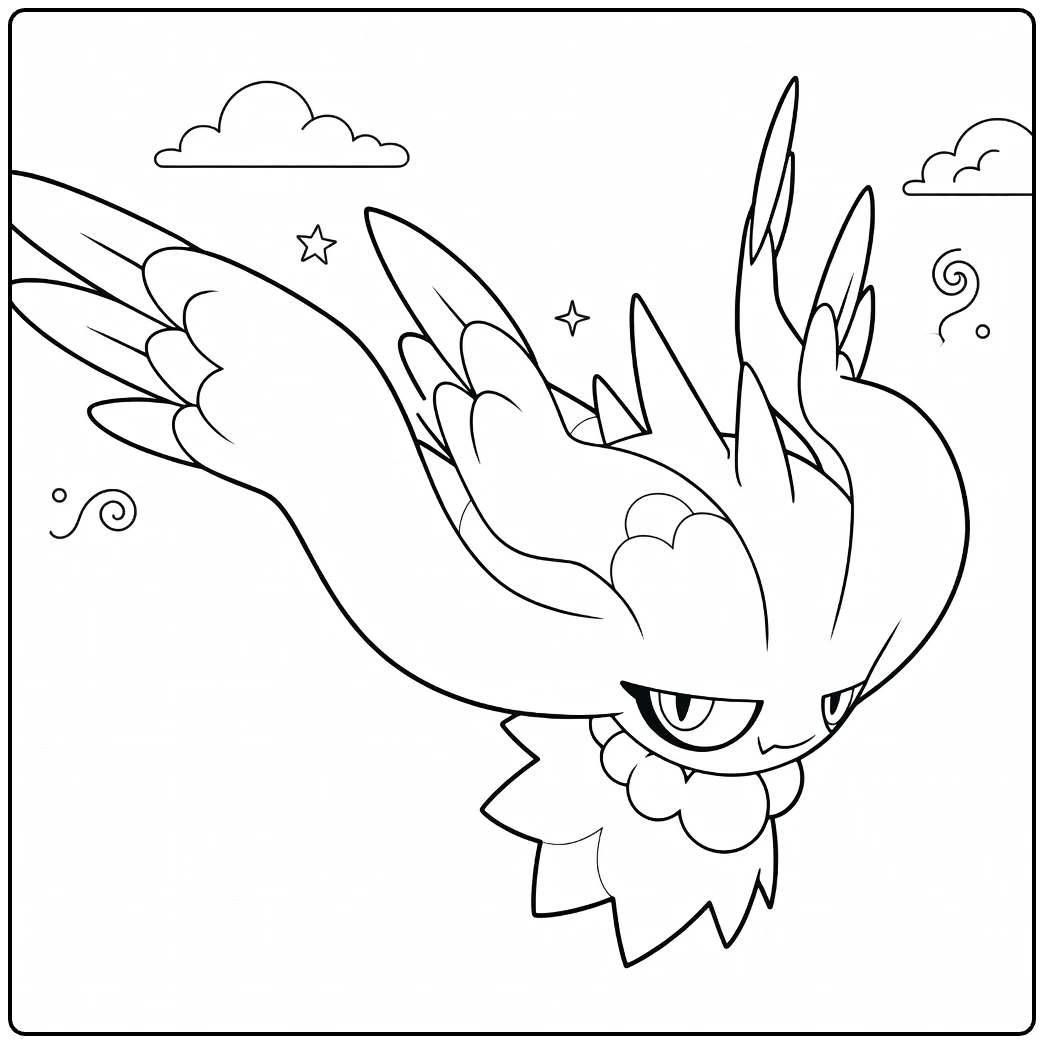 Pokemon Flutter Mane in Dynamic Pose coloring page