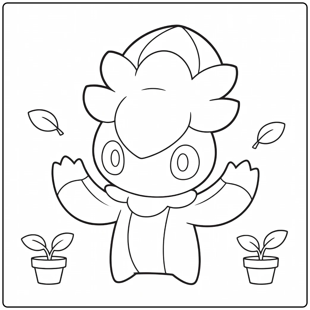 Fomantis Cute Grass Pokemon coloring page