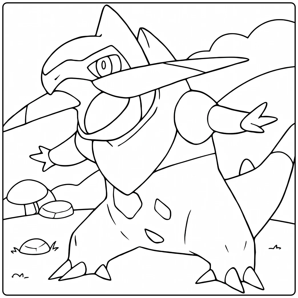 Pokemon Fraxure coloring page