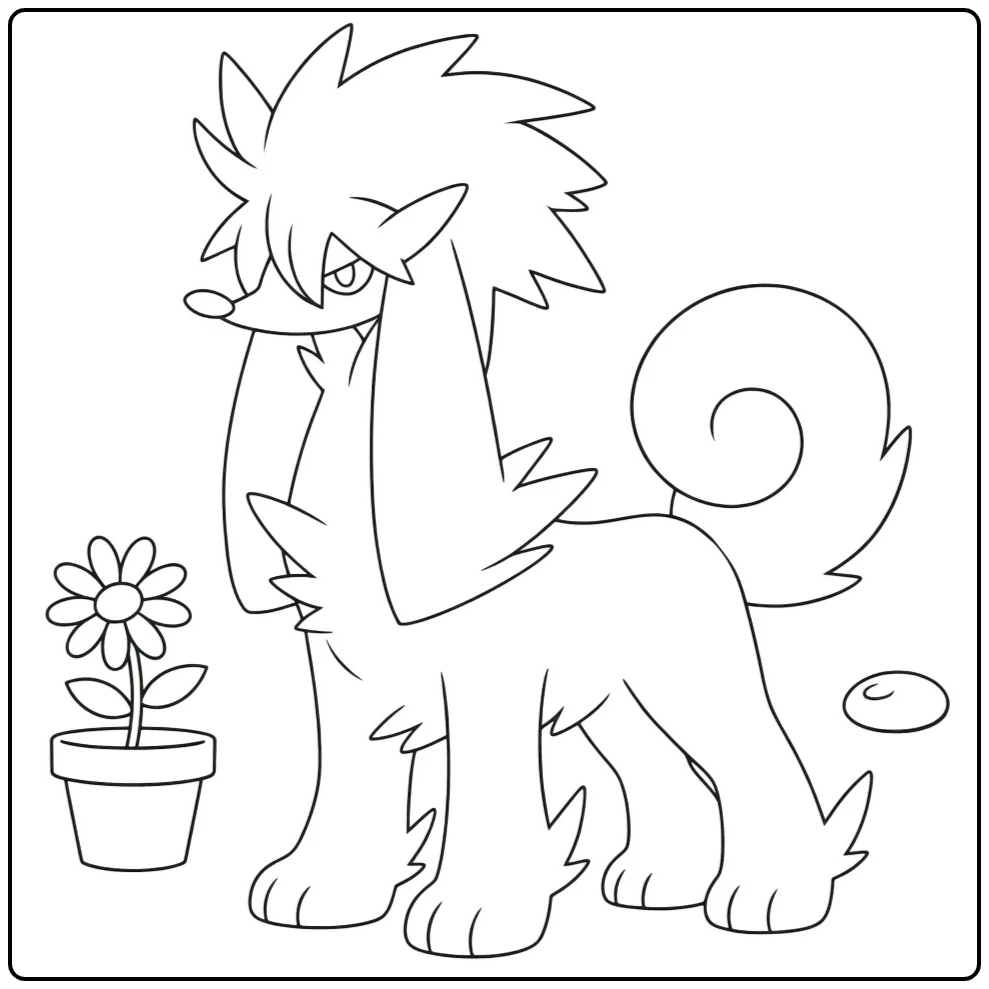 Pokemon Furfrou Tough Trim Next to Flower coloring page