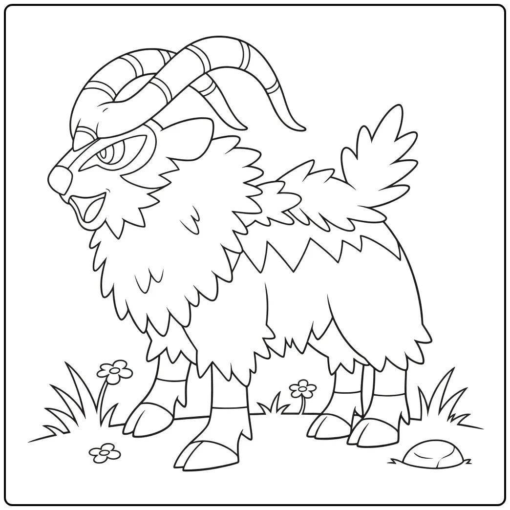 Gogoat Roaring Grass Goat Pokemon coloring page