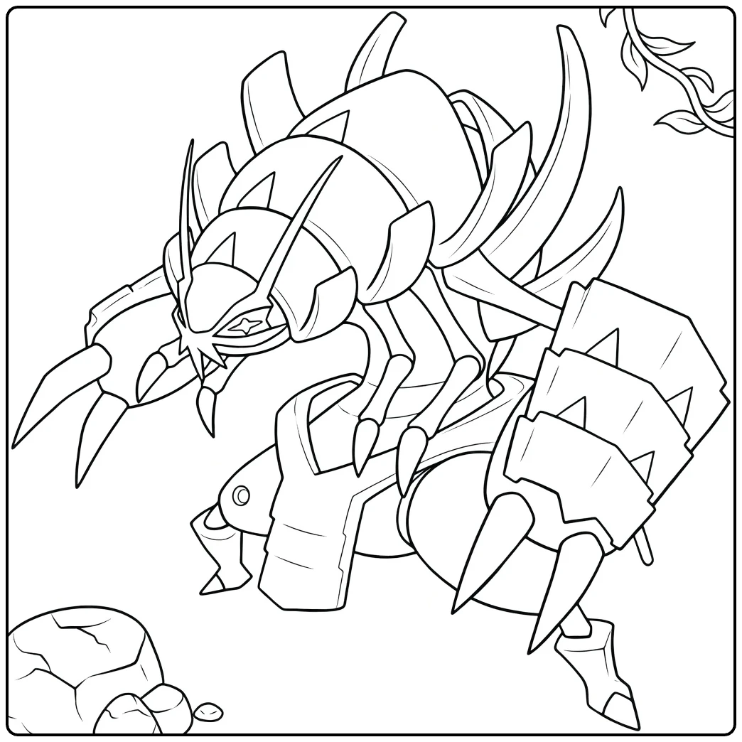 Pokemon Golisopod in Attack Pose coloring page