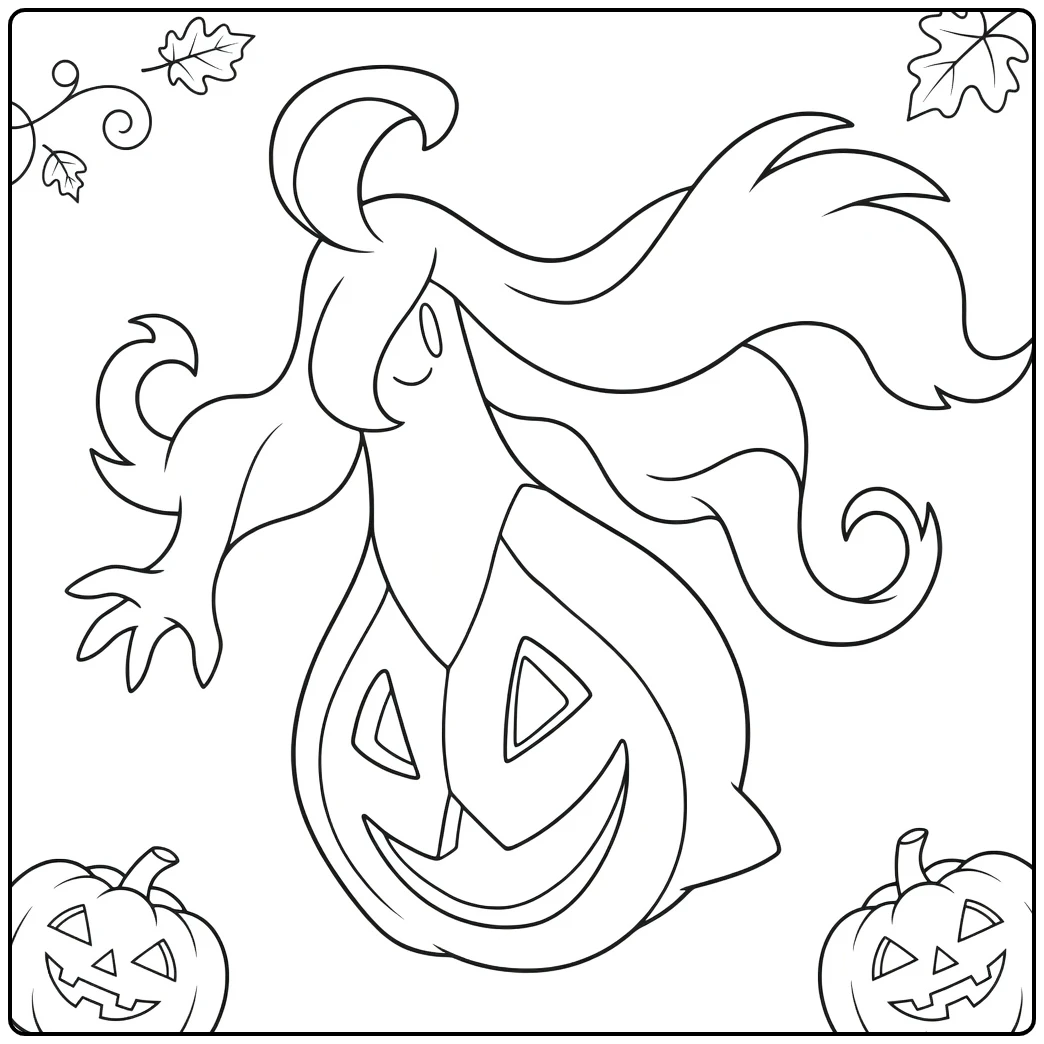 Pokemon Gourgeist for Autumn and Halloween coloring page