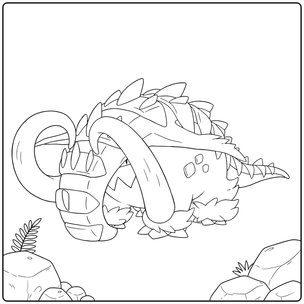 Pokemon Great Tusk for Kids coloring page