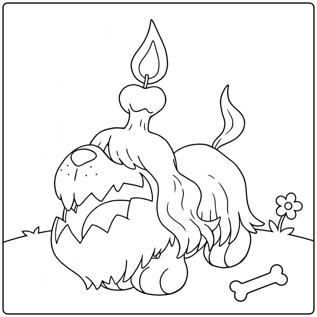 Pokemon Greavard Cute Dog with Flame coloring page
