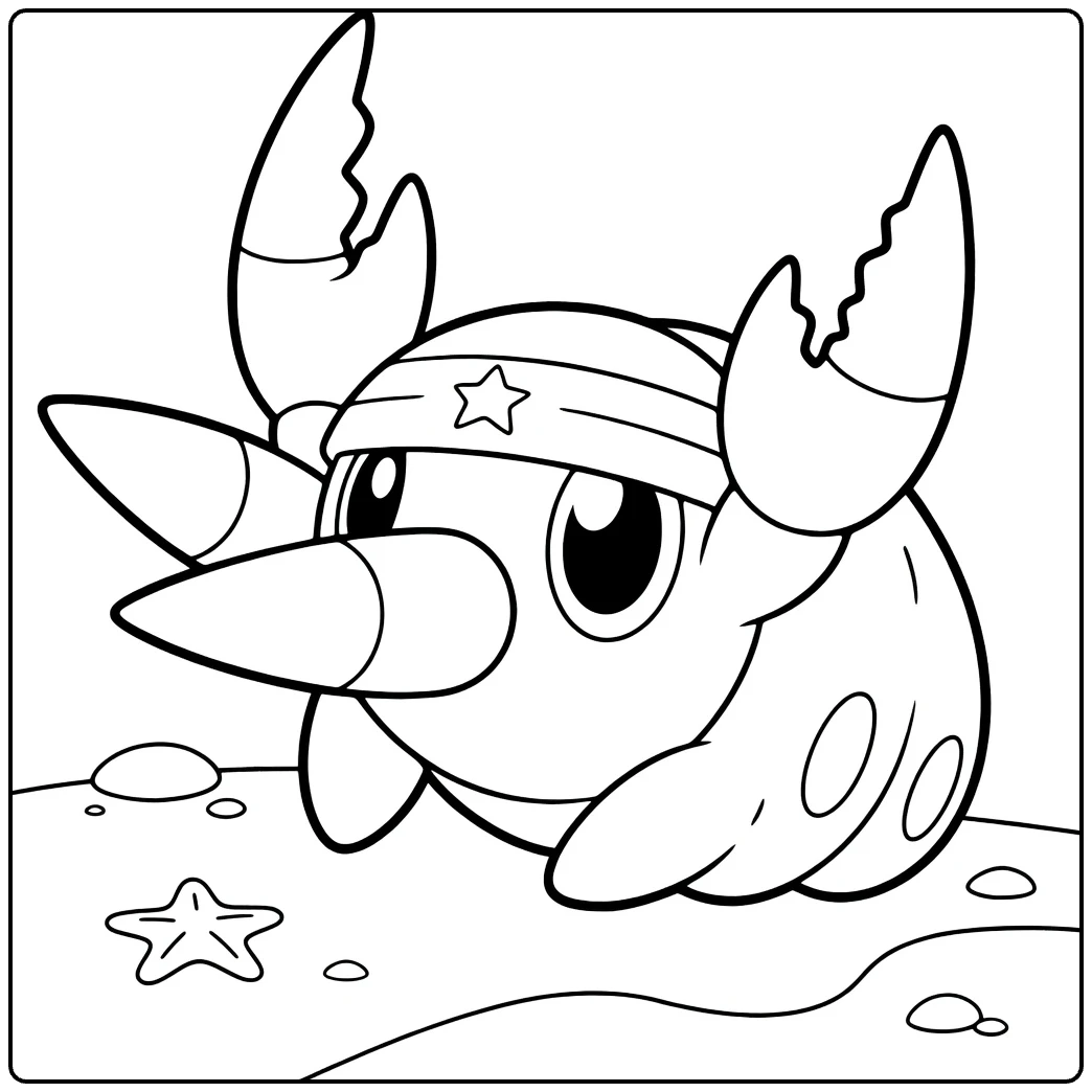 Pokemon Grubbin Cute on Small Beach coloring page
