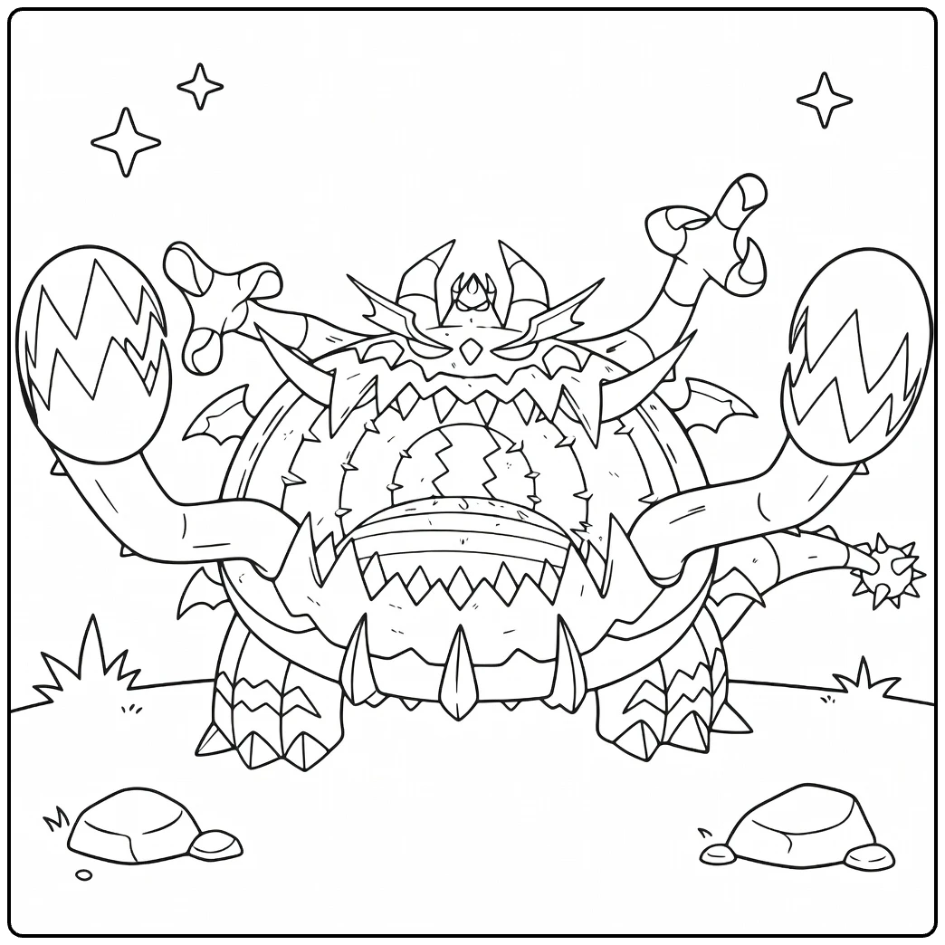 Pokemon Guzzlord in Fierce Pose coloring page
