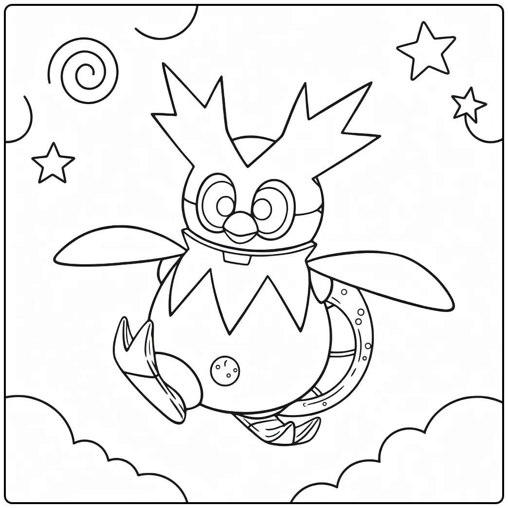 Pokemon Iron Bundle in Cloudy Sky coloring page