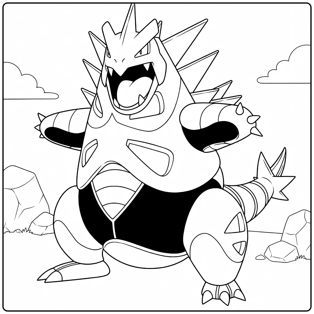Pokemon Iron Thorns Spikes and Clouds coloring page