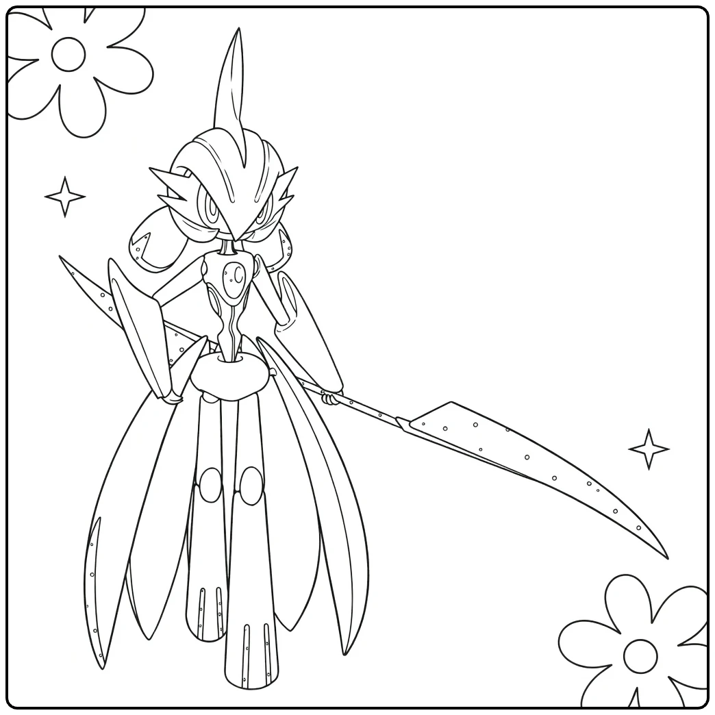 Iron Valiant Tough Robot Pokemon coloring page