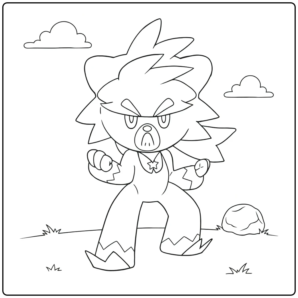 Pokemon Kubfu in Tough Battle Stance coloring page