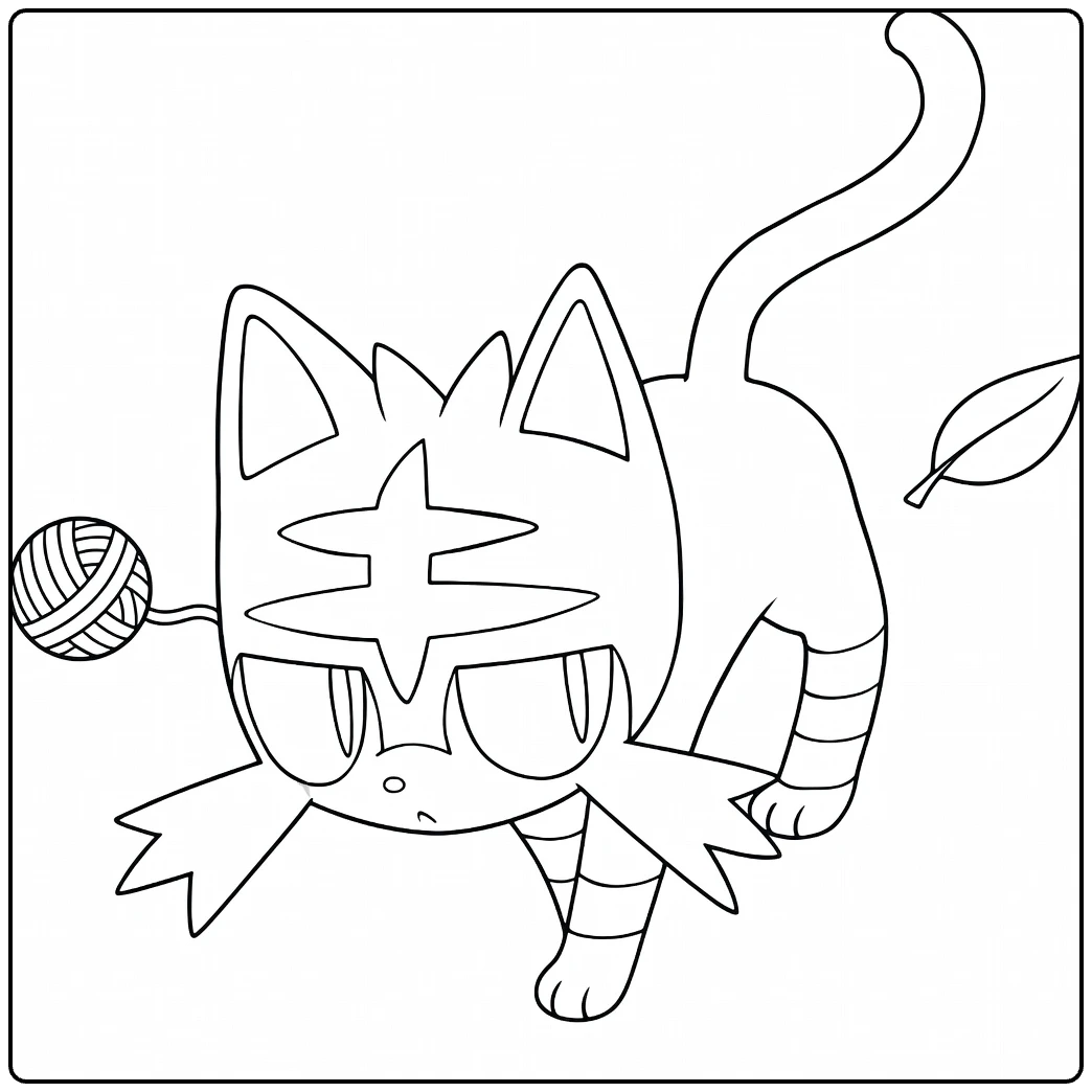 Pokemon Litten Cute Fire Kitten in Action coloring page