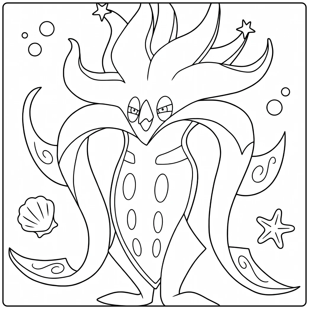 Malamar Mysterious Squid Pokemon coloring page