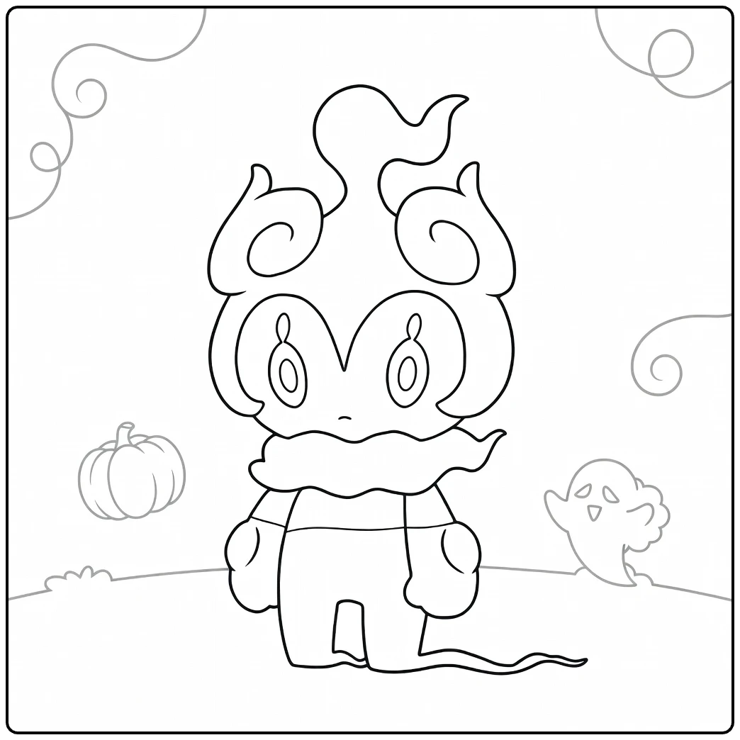 Pokemon Marshadow Halloween Theme coloring page