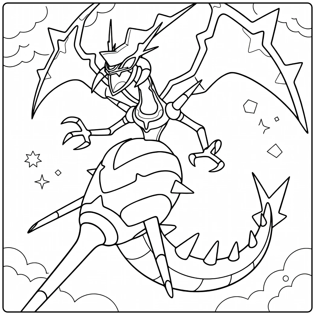 Pokemon Naganadel in Dynamic Pose coloring page
