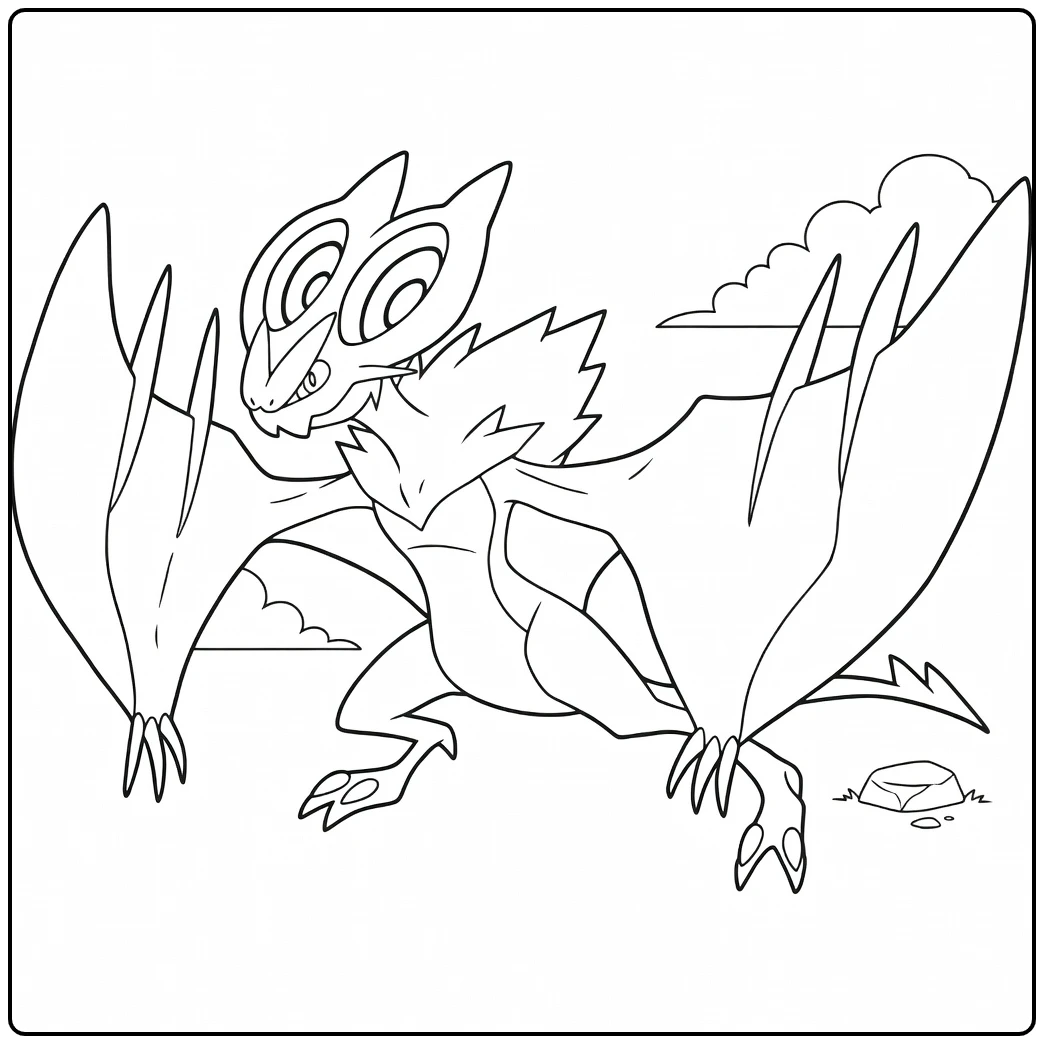 Pokemon Noivern in Tough Flying Pose coloring page