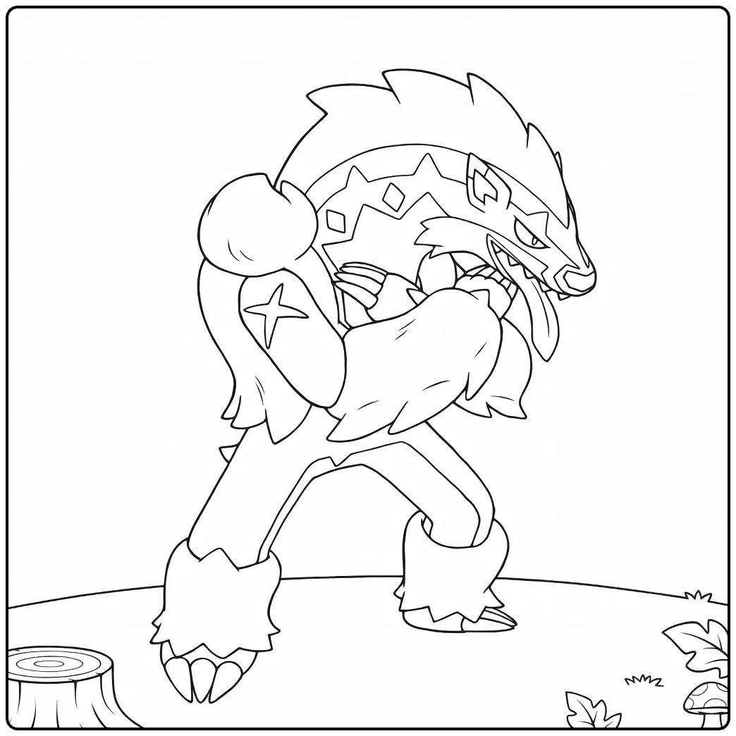 Pokemon Obstagoon Dynamic Pose coloring page