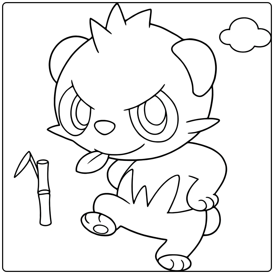 Pokemon Pancham Tough Panda Pose coloring page