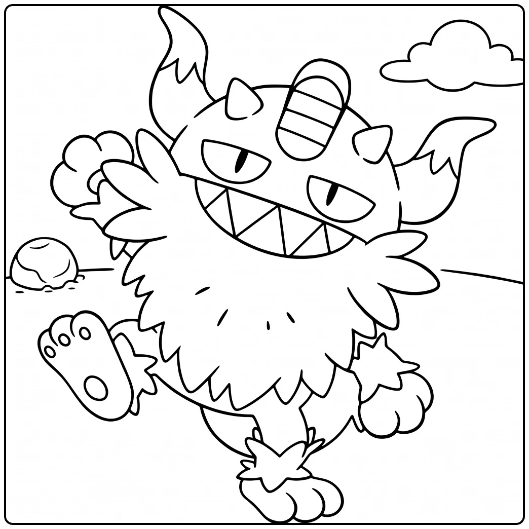 Pokemon Perrserker Angry Stare coloring page