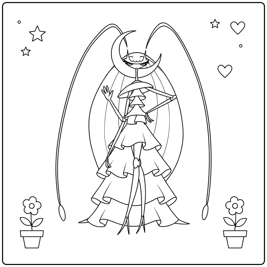 Pokemon Pheromosa in Elegant Dress Pose coloring page