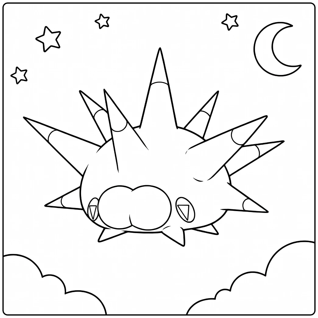 Pokemon Pincurchin Night Sky Scene coloring page