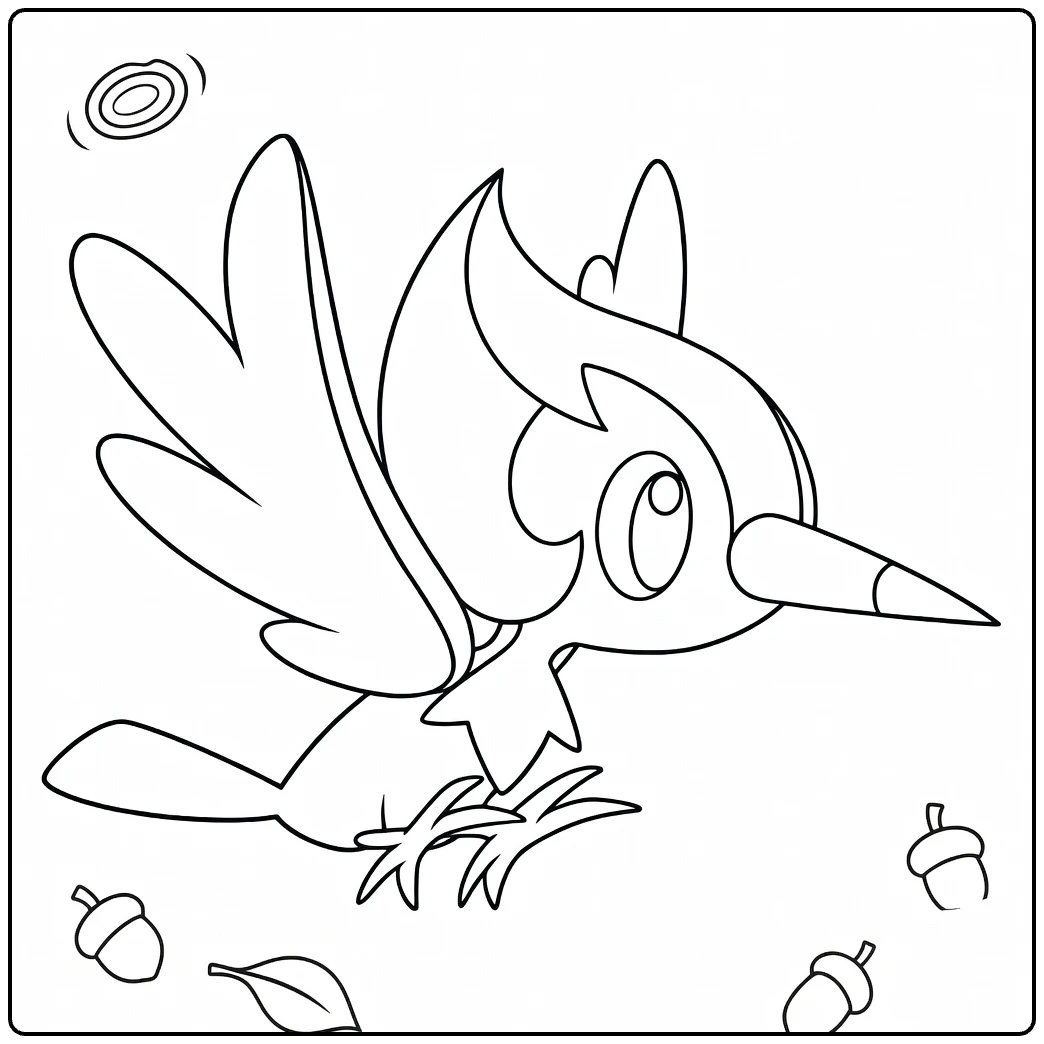 Primarina Flying Pokemon with Leaves coloring page