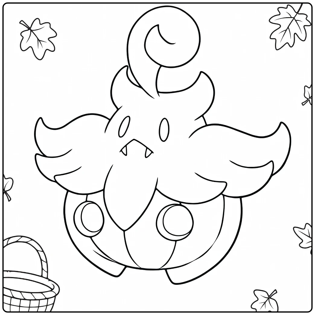 Pokemon Pumpkaboo for Halloween Crafting coloring page