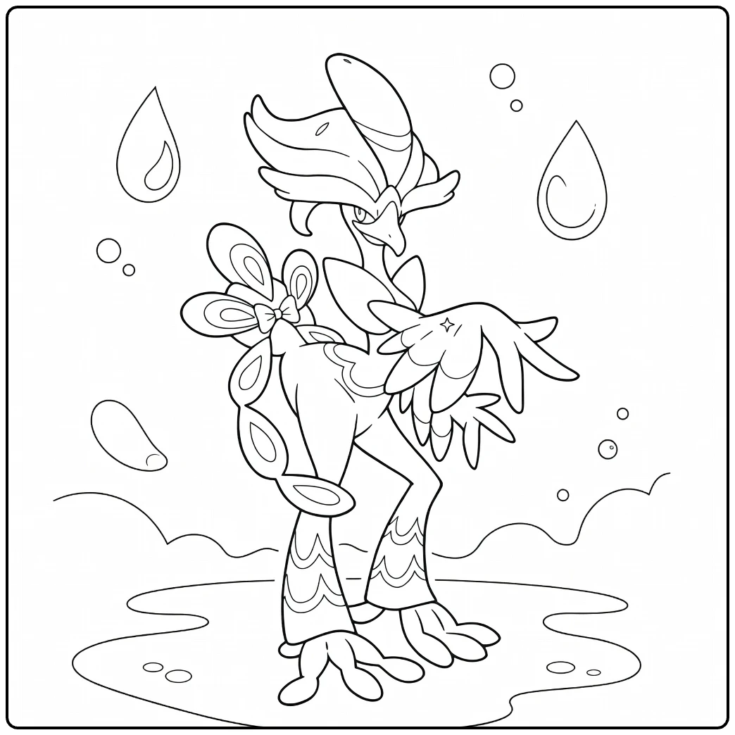 Pokemon Quaquaval in Dancing Pose coloring page