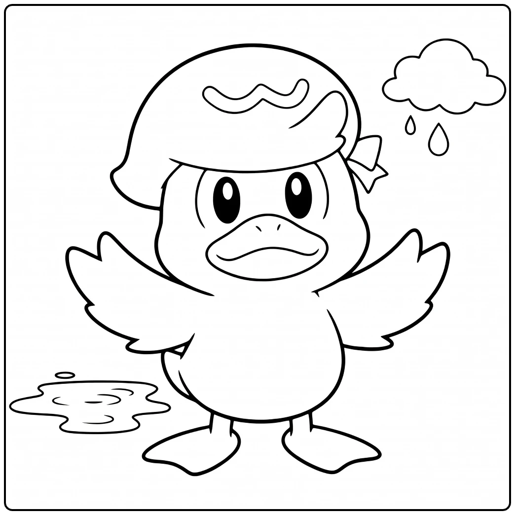 Pokemon Quaxly Rain Cloud and Puddle coloring page