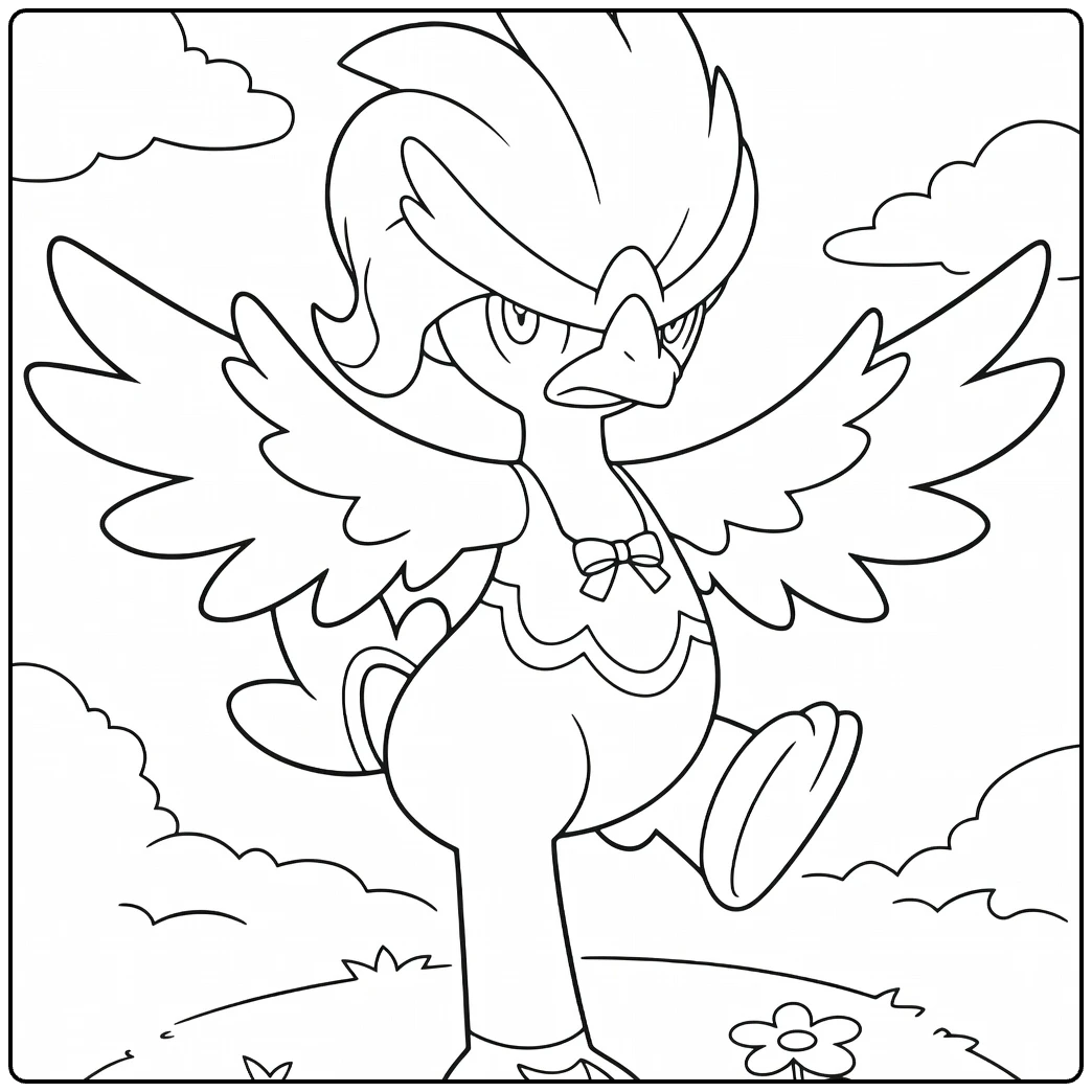 Pokemon Quaxwell in Tutu Dance Pose coloring page
