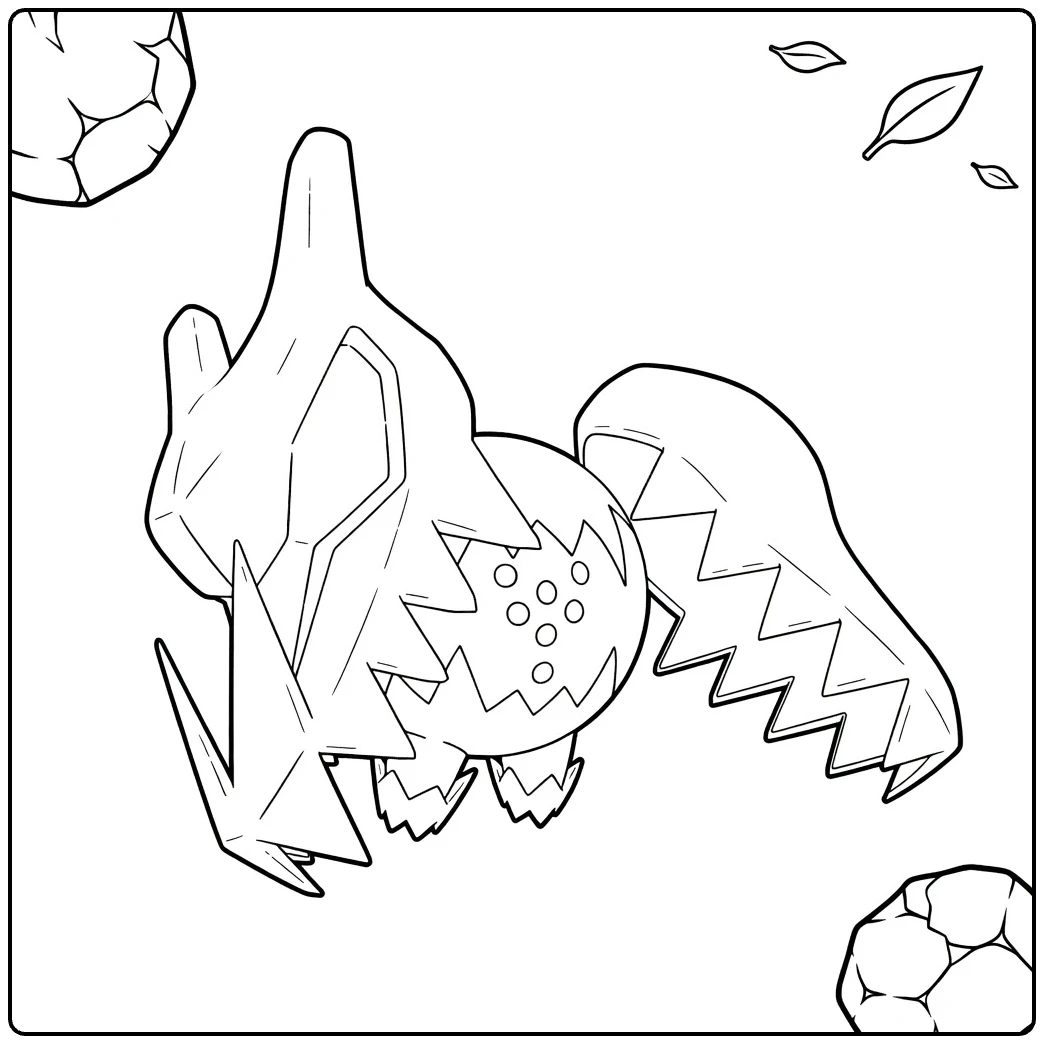 Pokemon Regidrago for Kids with Leaves coloring page