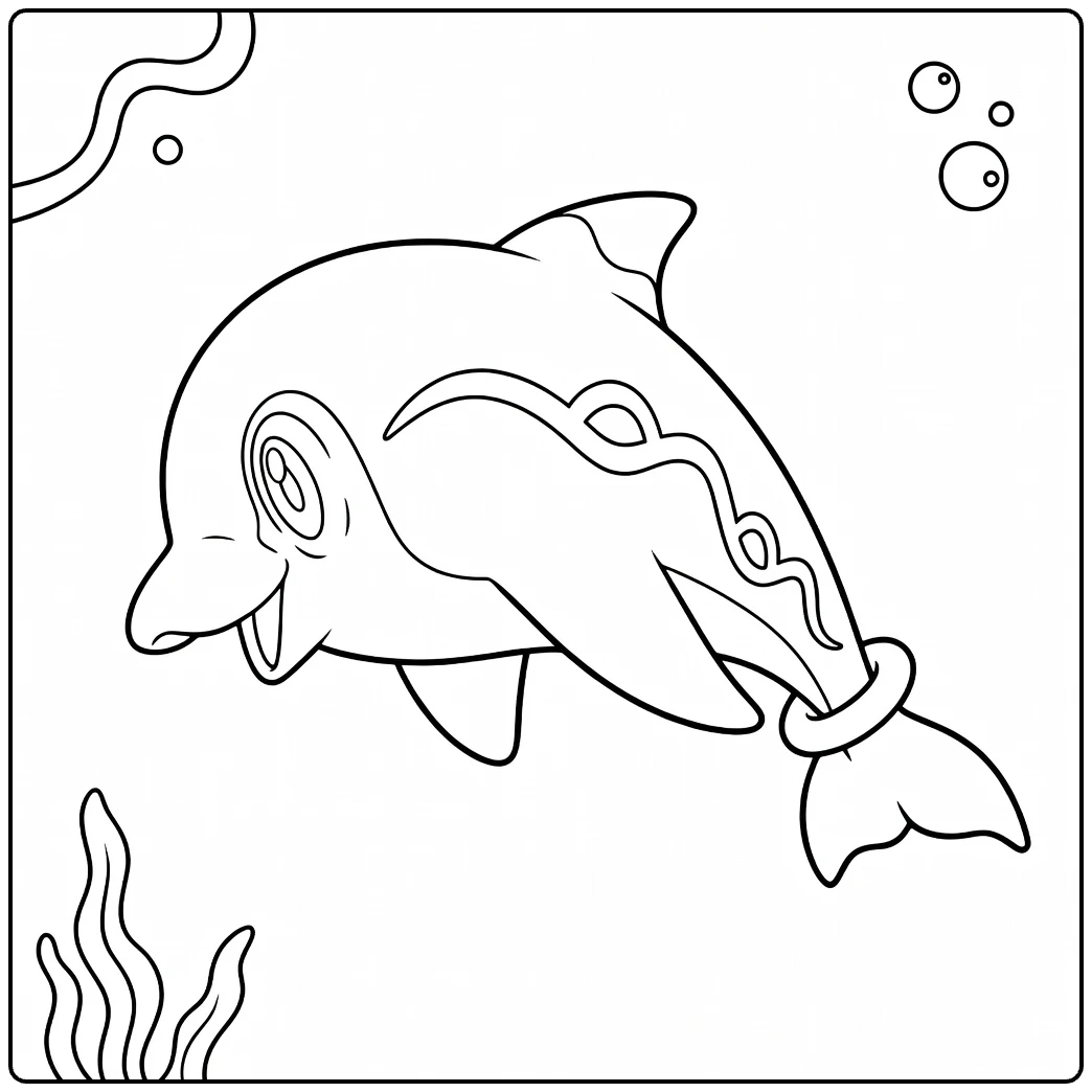 Pokemon Revavroom Cheerful Swimming Dolphin coloring page