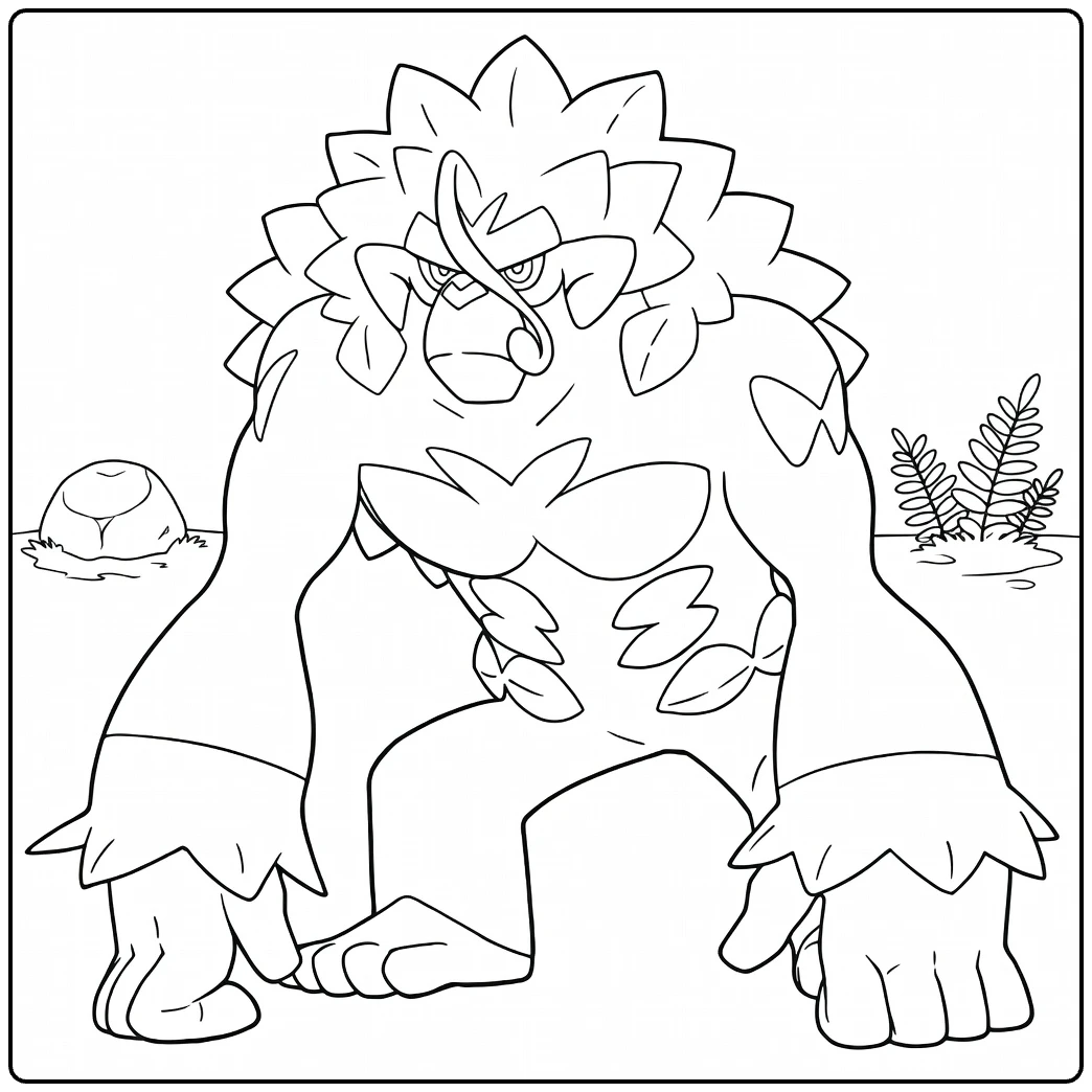 Rillaboom Tough Gorilla Pokemon coloring page