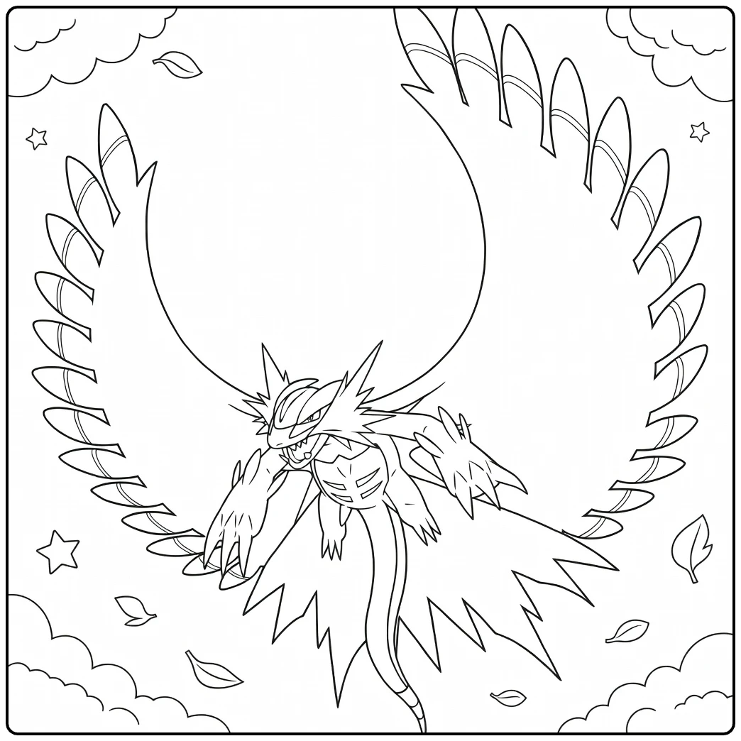 Pokemon Roaring Moon in Dynamic Pose coloring page
