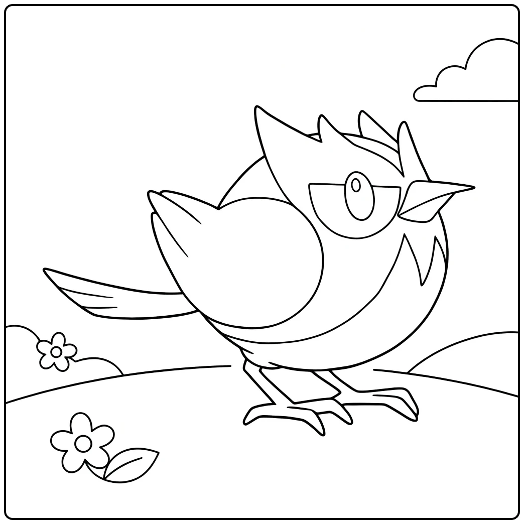 Pokemon Rookidee in Fun Nature Setting coloring page