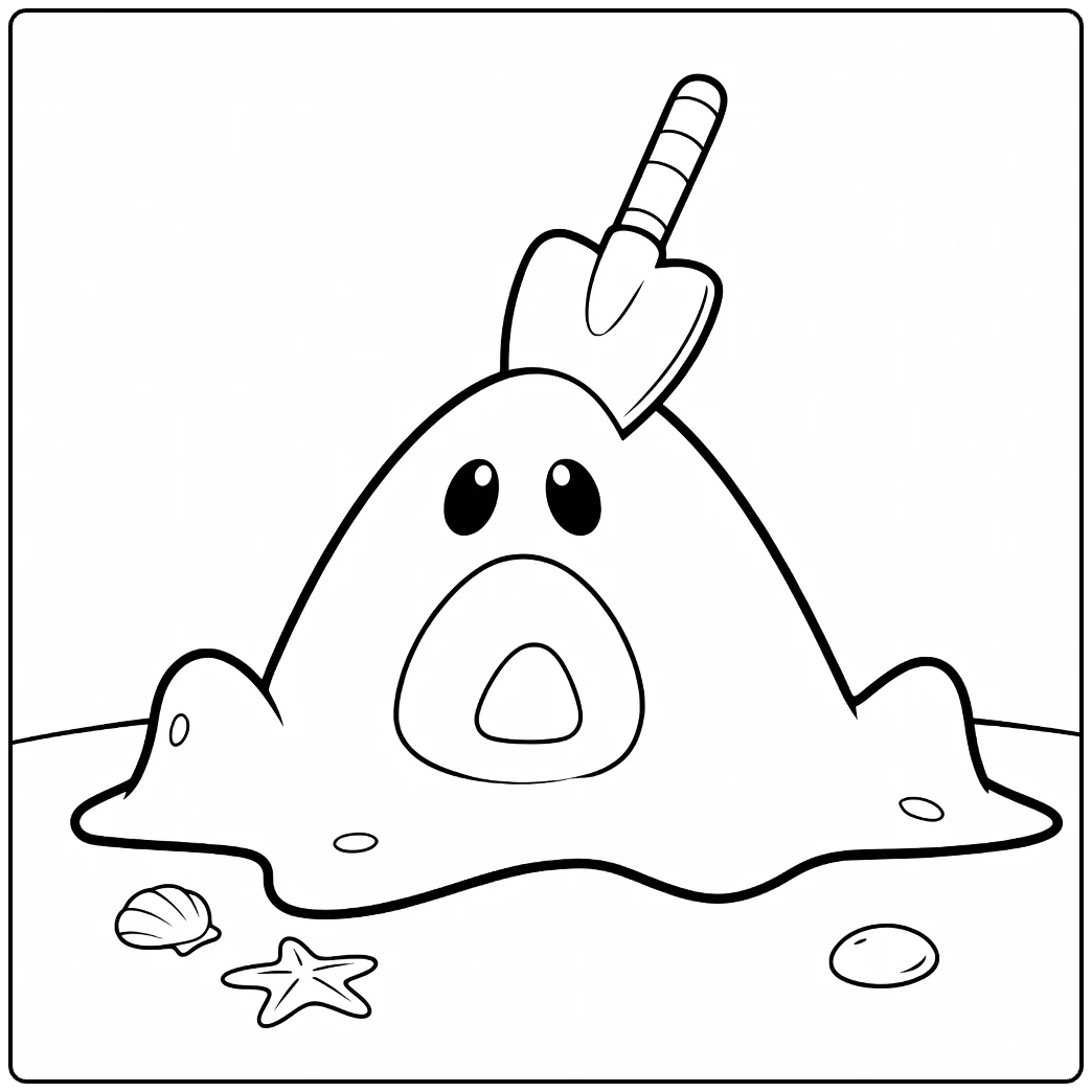 Pokemon Sandygast on Beach with Starfish coloring page