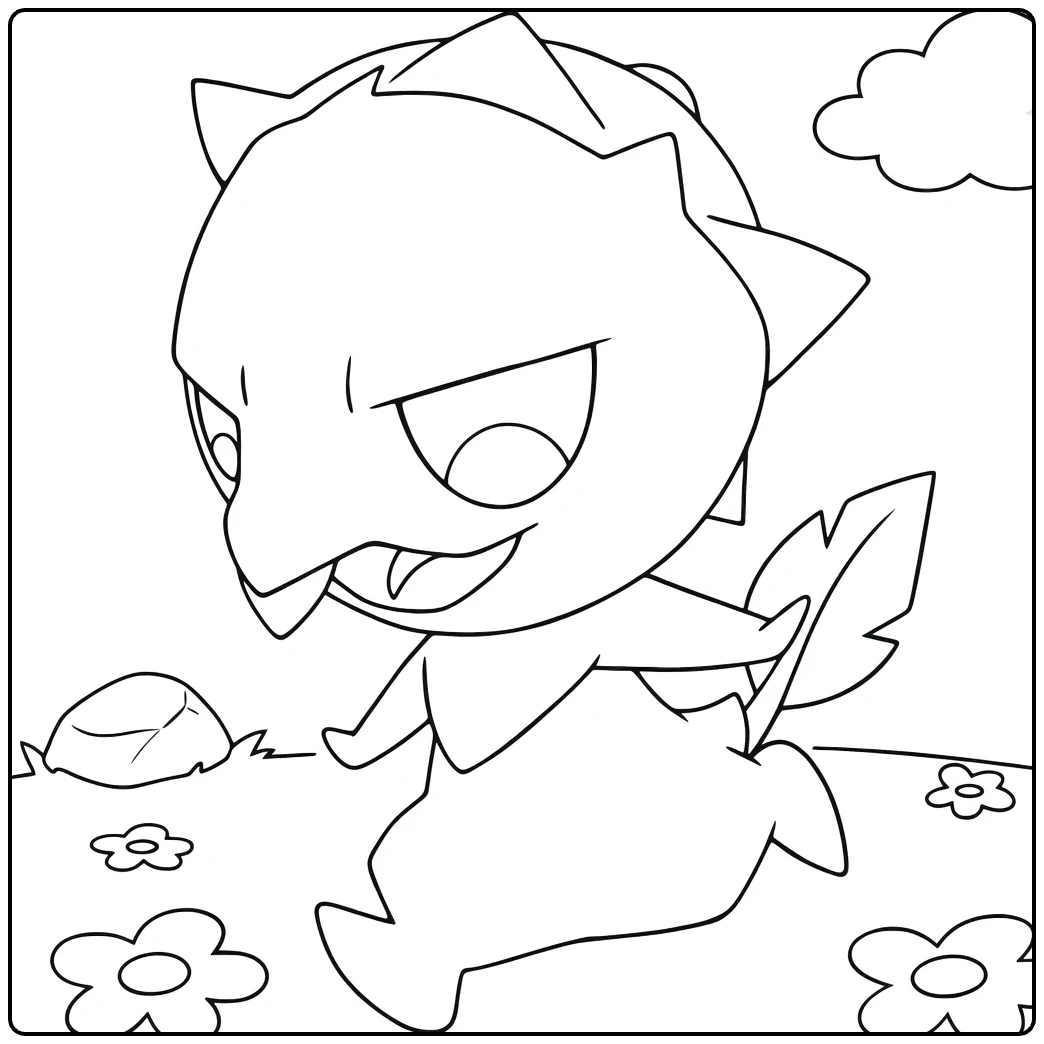 Pokemon Scovillain in Flowery Field coloring page