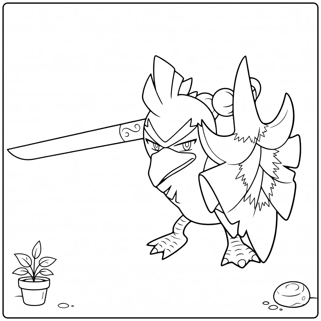 Pokemon Sirfetchd in Battle Pose coloring page